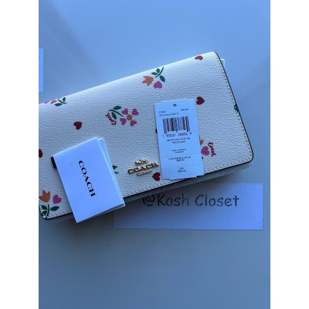 Coach crossbody Anna foldover clutch with heart petal print chalk multi - Picture 11 of 11